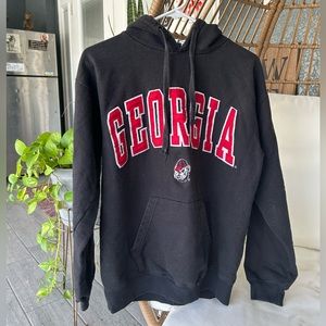 Old Varsity brand hoodie black Georgia bulldogs size M medium vintage style